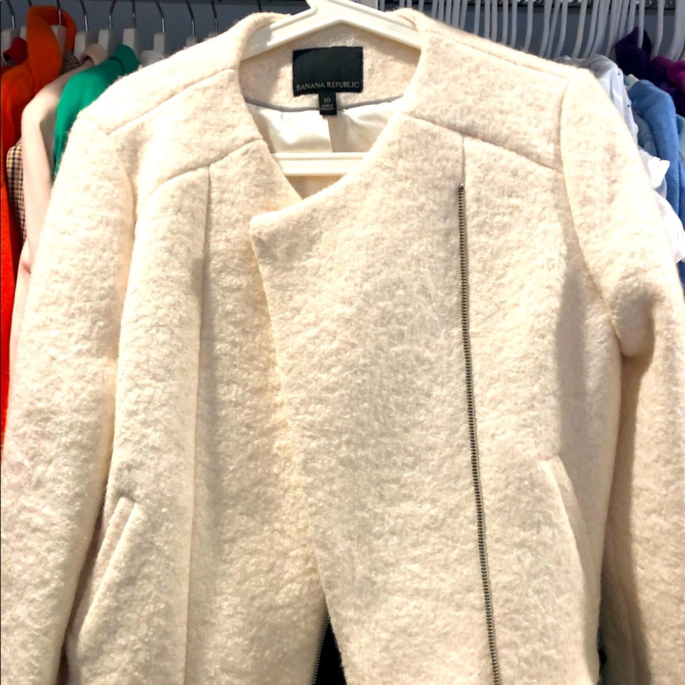 COPY - White wool Moto jacket